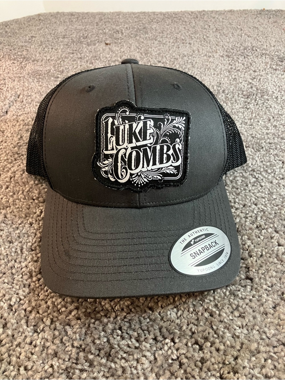 Luke Combs Black Trucker Hat Mesh Back Adjustable One Size NWT!